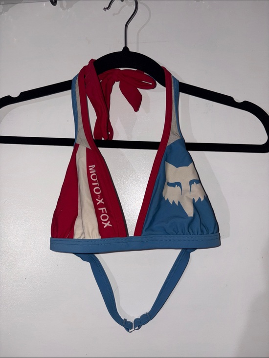 Fox Other - Fox Red White Blue Halter Bikini Top with Fox Head Graphic
